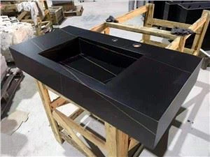 Lauren Black Gold Marble hégómi vaskur lím